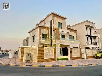 فيلا( زاويه ) للبيع بعجمان منطقة الزاهيه 6 غرف ومجلس وصاله ورووف وغرفة خادمة | تملك حر | السعر شامل رسوم التسجيل.