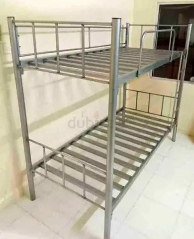 Sturdy Metal Bunk Bed Frame - Double Deck, Silver Finish