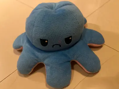 Reversible Octopus Plush Toy - Blue/Emotional Mood Plushie