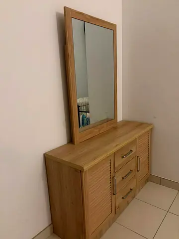 Ikea Wooden Dresser with Mirror - Light Oak Finish