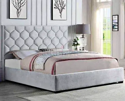 Headboard Designe king size fully customisable bedframe in soft Fabric storage can be installed