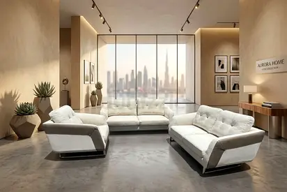 Modern 3-Piece Light Grey Fabric Sofa Set - Excellent Condition