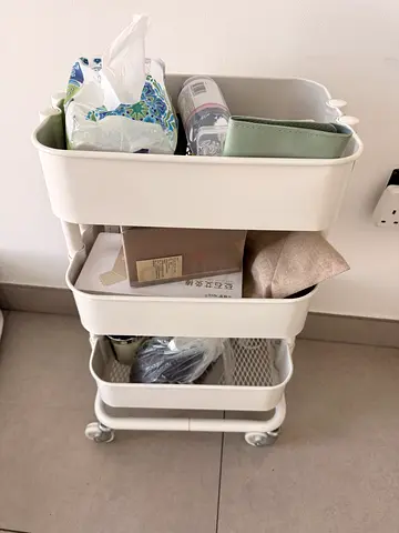 IKEA Raskog-style 3-tier white rolling storage trolley - good condition