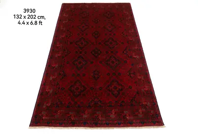 Handmade Deep Red Afghan rug carpet  132 x 202 cm (4.4 x 6.8 ft)