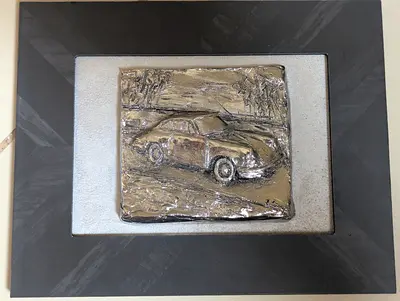 Porsche car limited edition sculpture by Italian Eugenio Lenzi