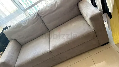 3-seater grey fabric sofa — great condition 2-seater grey fabric sofa - 2 single chairs
