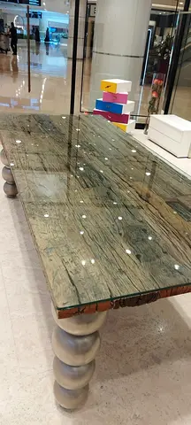 RUSH SALE ONLY FOR PICK-UP: Luxury Live-Edge with Glass Table