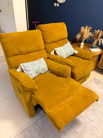 Mustard Yellow 2-Seater Recliner  - Comfortable  Plush for 750 aed negotiable