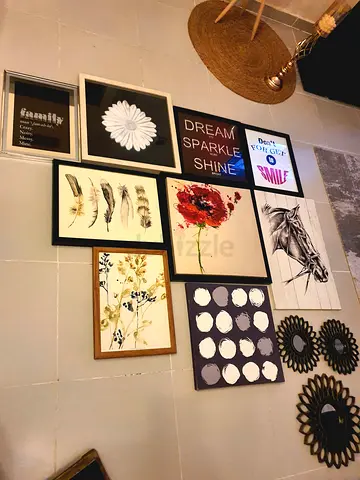 Set of 11 Framed Wall Art Pieces — Mixed Prints and Mirrors from Home Box