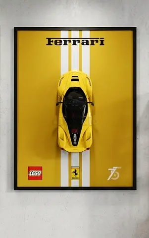 Framed LEGO Ferrari 75th Anniversary Wall Art (Yellow)