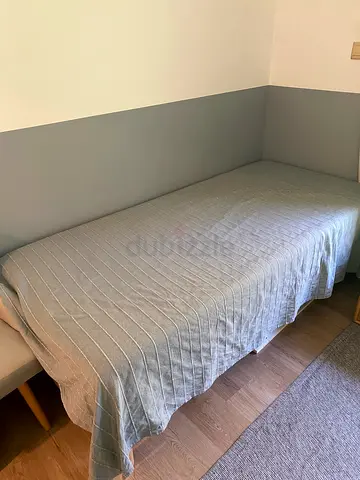 Single Bed Frame with Mattress (Wooden Legs) - French brand
