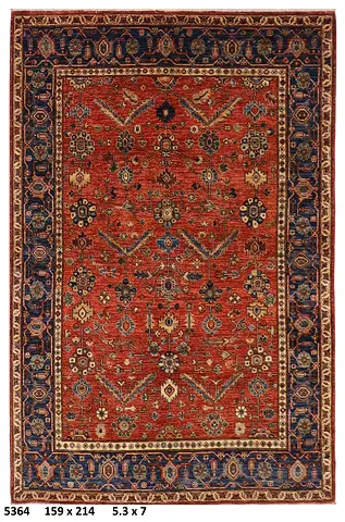 Afghan wool Handmade Red Oriental Rug carpet- 159 x 214 cm (5.3 x 7 ft)