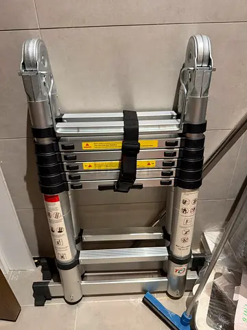 Telescopic Folding Aluminum Ladder - Compact, Like New