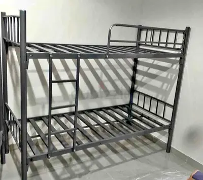 Sturdy Metal Bunk Bed Frame - Grey, Double Tier