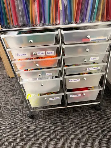 Mobile 12 Drawer Storage Organizer on Wheels — Clear Plastic Drawers, Metal Frame