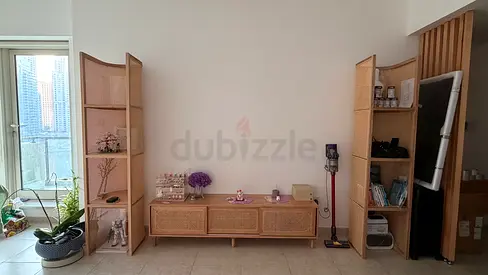 Light Woven Rattan Display Shelves