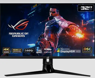 ASUS ROG Swift PG32UQ is a 32-inch 4K UHD IPS gaming monitor featuring a 144Hz ref