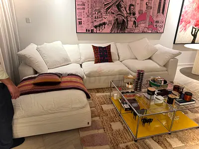 As perfect condition marina home luscious sofa with footstool