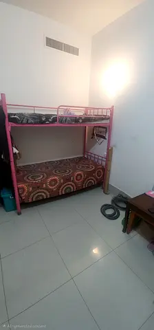Pink Metal Bunk Bed with Ladder steps with strong Ortho Beds (Twin over Twin) - Good Condition