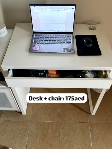 White Minimal Writing Desk with Drawer (Used) - ONLY CASH!!!