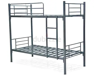 Metal Bunk Bed Frame - Double Decker, Sturdy Grey Steel