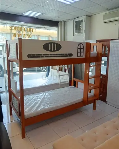 Solid Wood Double Bunk Bed with Ladder — Good Condition