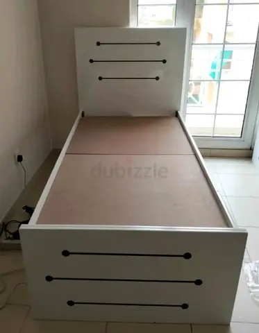 Single white wooden bed frame with headboard and footboard – good condition