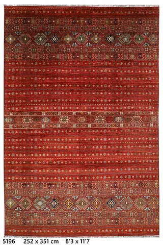 Afghan wool Large Red Traditional Tribal Rug - 252 x 351 cm (83 x 117)