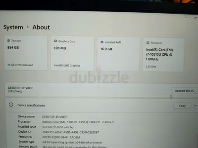 Dell/Custom Desktop with Intel Core i7-10510U, 16GB RAM, 1TB Storage