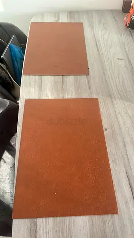 Set of 4 Brown Faux Leather Placemats / Desk Pads