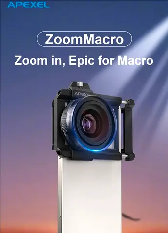 Apexel APL-ZM100 10-20X Zoom Macro Lens Kit for Smartphone  Phone Camera Lens with Universal Clip