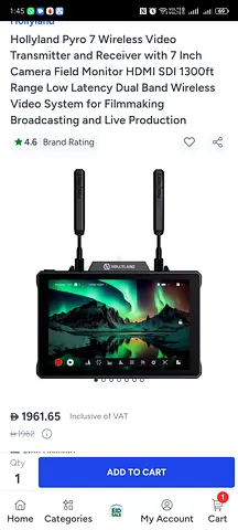 Hollyland Pyro 7 Wireless Video Transmitter  7-inch Field Monitor (Dual Band)