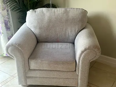 2 Light grey fabric armchairs — smcomfortable sofa chair
