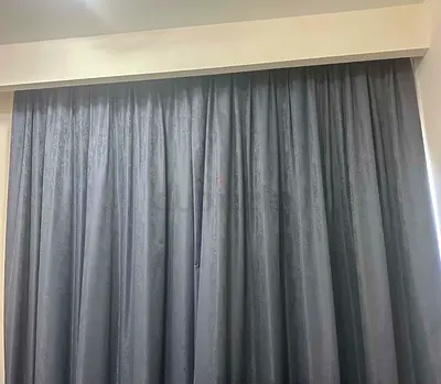 Black out curtains with rail hooks and pulley system