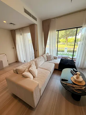 Large L-shaped soft White Upholstered Sofa - Good Condition - collection from DAMAC Hills.