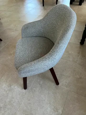Grey Fabric Accent Armchair with Wooden Legs - Comfortable Dining/Occasional Chair