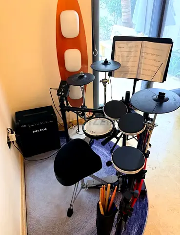 Roland-style Electronic Drum Kit with Amp and Stool - Good Working Condition
