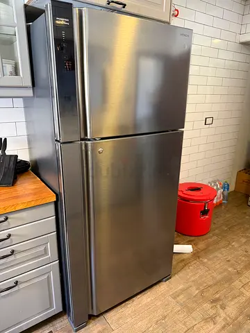 Hitachi Stainless Steel Side-by-Side Refrigerator - Good Condition