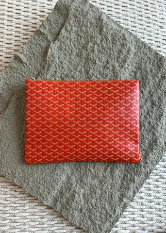 Goyard Goyardine Orange Senat Zip Clutch