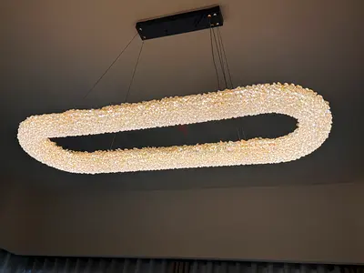 Modern Crystal Oval LED Pendant Light - Large Ceiling Fixture