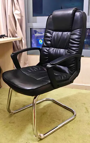 Black Executive Visitor Office Chair - Padded Leatherette, Sleek Cantilever Base