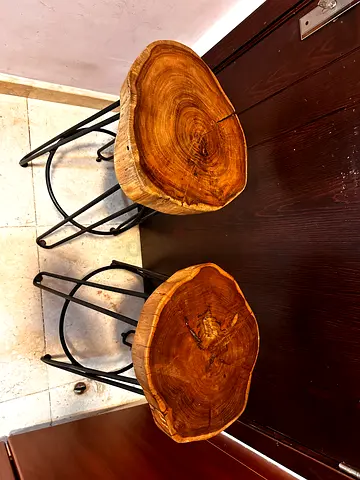 Natural Solid Wood Bar Stools – Set of 2