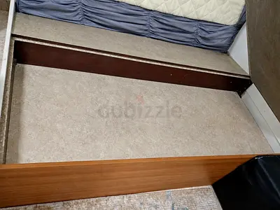 Custom made Double bed frame base (wooden and can be dismantle) with mattress - good condition