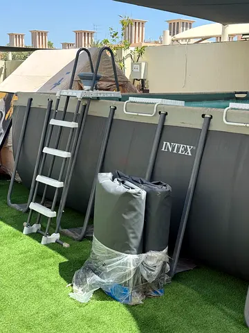 Intex Above Ground Frame Pool - Good Condition, Includes Ladder and New Extra Liner