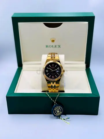 Rolex-style Gold Tone Mens Watch with Original Box