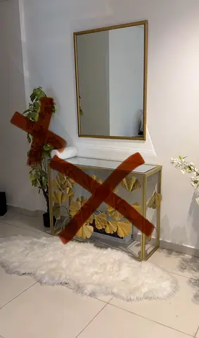 Mirror with gold border