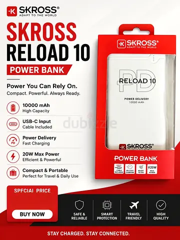 SKROSS Reload 10 - 10000mAh Power Bank (White) - New in Box