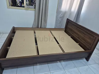 Queen Size Wooden Bed Frame with Headboard - Dark Walnut Finish