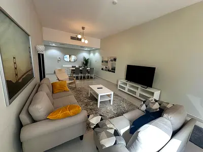 Furnished 2BHK with super deluxe furniture, free AC, free parking, ready to move in. AED 75K