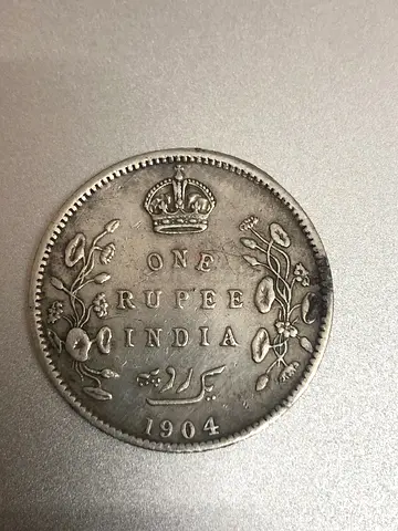 1904 British India One Rupee Silver Coin (Victoria Era)